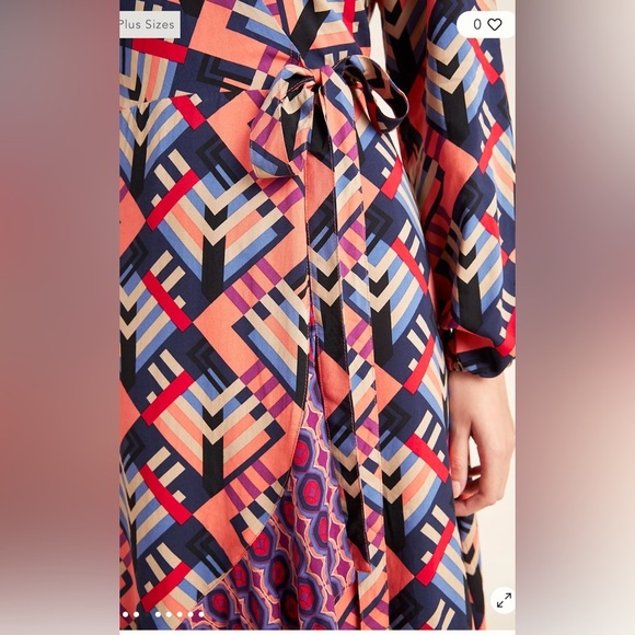 Anthropologie Geometric Multicolor Fall Dress - Picture 3 of 11